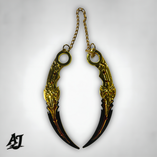 Gold-Black Double Chain Metal Kunai