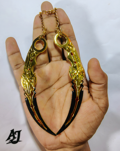 Gold-Black Double Chain Metal Kunai