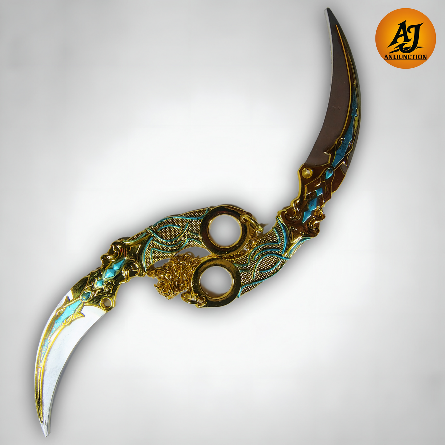 Gold-Blue Double Chain Metal Kunai