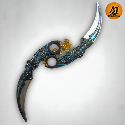 Blue-Black Double Chain Metal Kunai